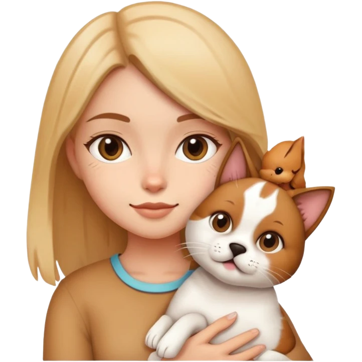 Girl holding a cat and a dog emoji