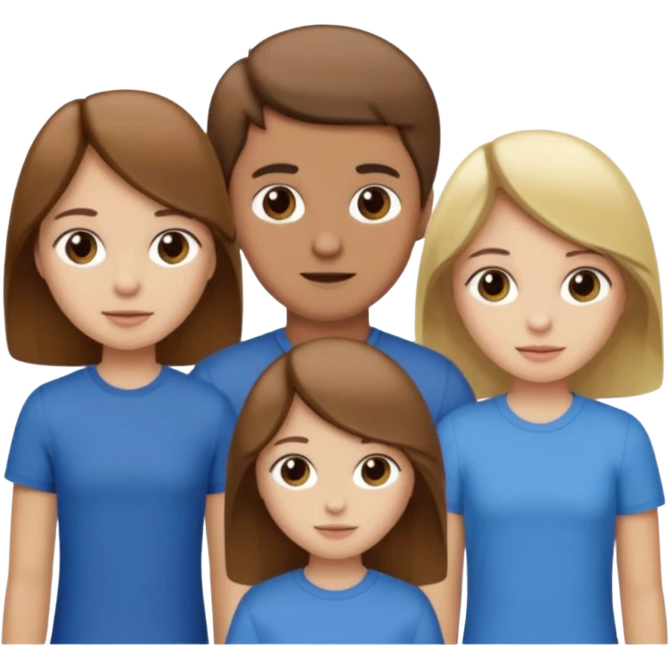 1 brown hair fair skin brother 4 brown hair sisters 1 blond sister emoji