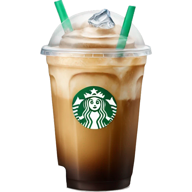 Starbuck ice coffee with ice cubes emoji