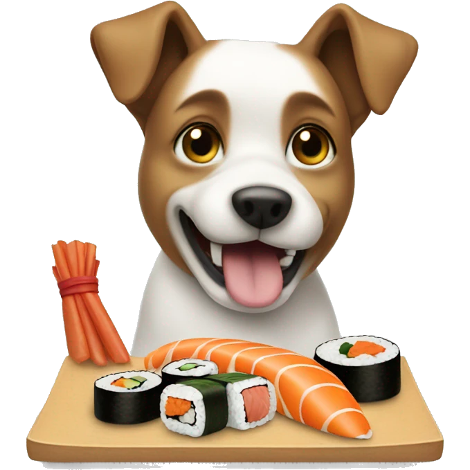 dog eating sushi emoji