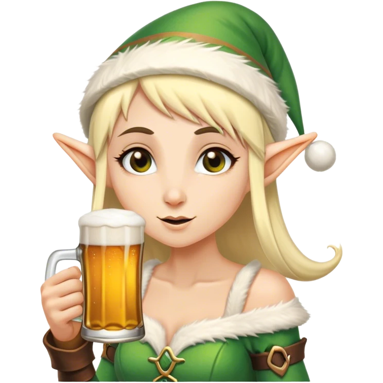 Elf drinking beer emoji