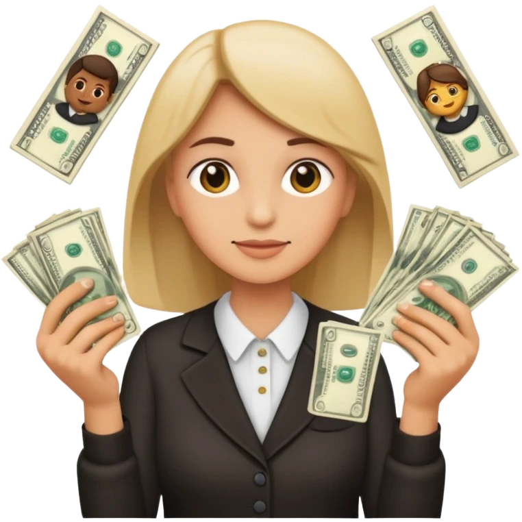 A caring parent counting money with family icons emoji emoji