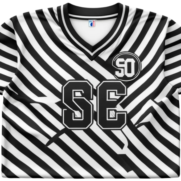 Black and white striped jersey with SCO letters emoji