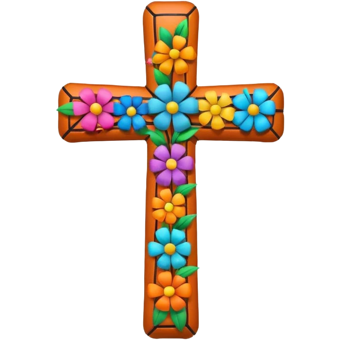 Cross with basketball and flowers emoji