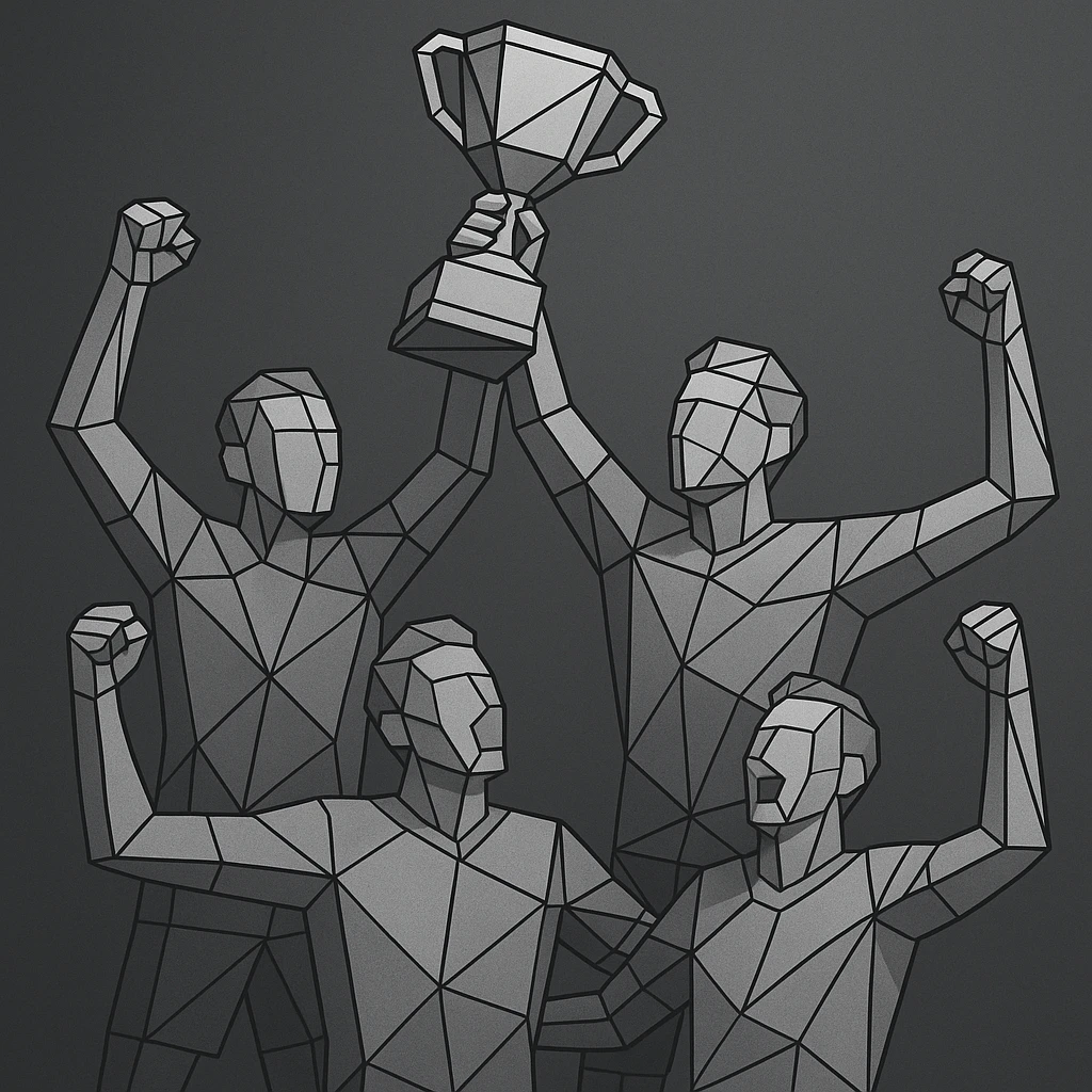 team celebrating with trophy emoji