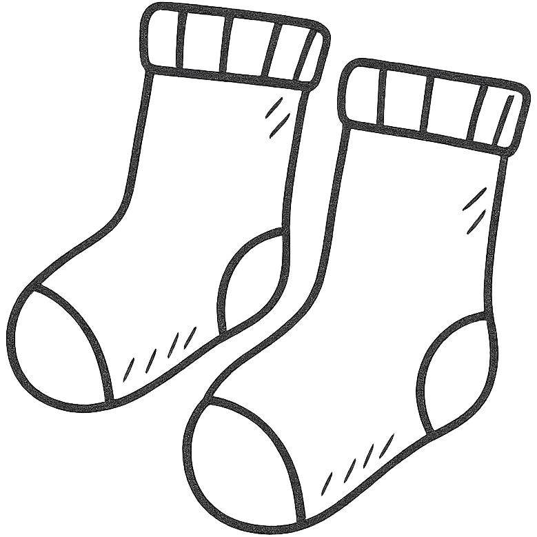 cute socks, hand drawn black outline style emoji