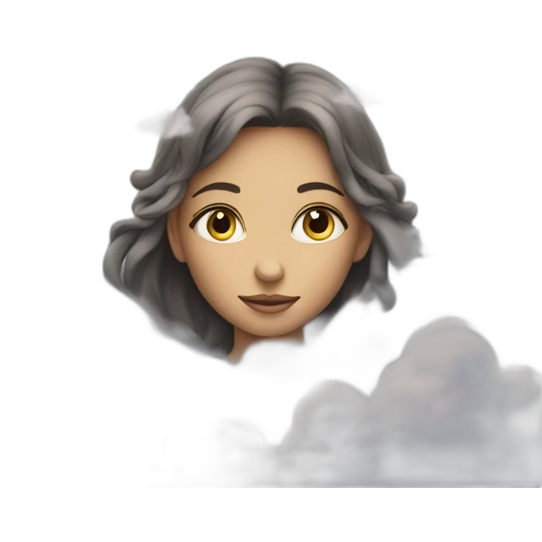 Girl in heaven between clouds and starts emoji