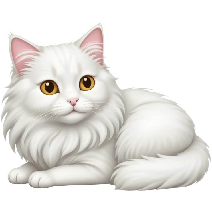 Long-haired white cat lying on its side emoji