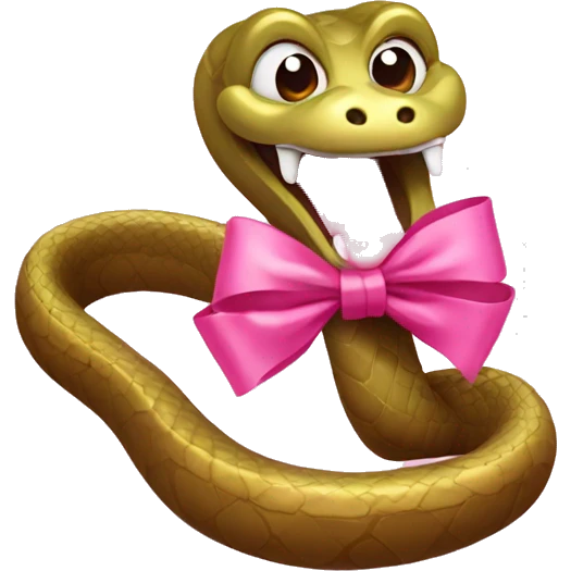 Snake with a pink bow eating chocolate  emoji