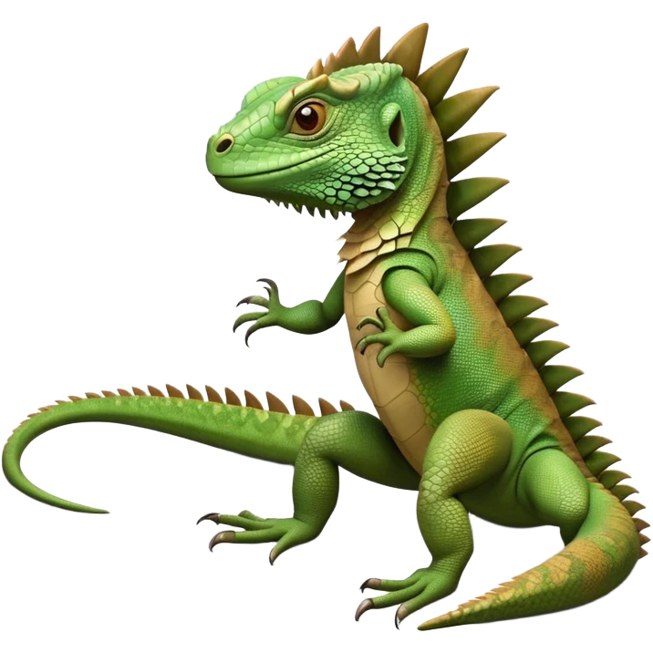 cinematic-iguana-realistic-full-body-basking-emoji,-long-scaly-body-stretched-out,-spiny-ridge-running-down-its-back,-textured-green-and-brown-skin-dappled-with-light,-sharp-intelligent-eyes-studying-the-surroundings emoji