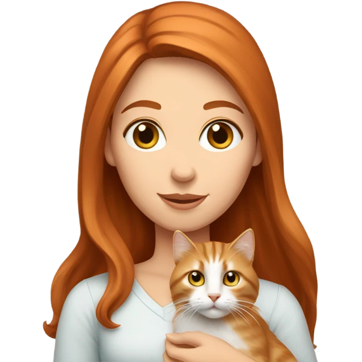 Red hair Caucasian female holding Siberian cat emoji