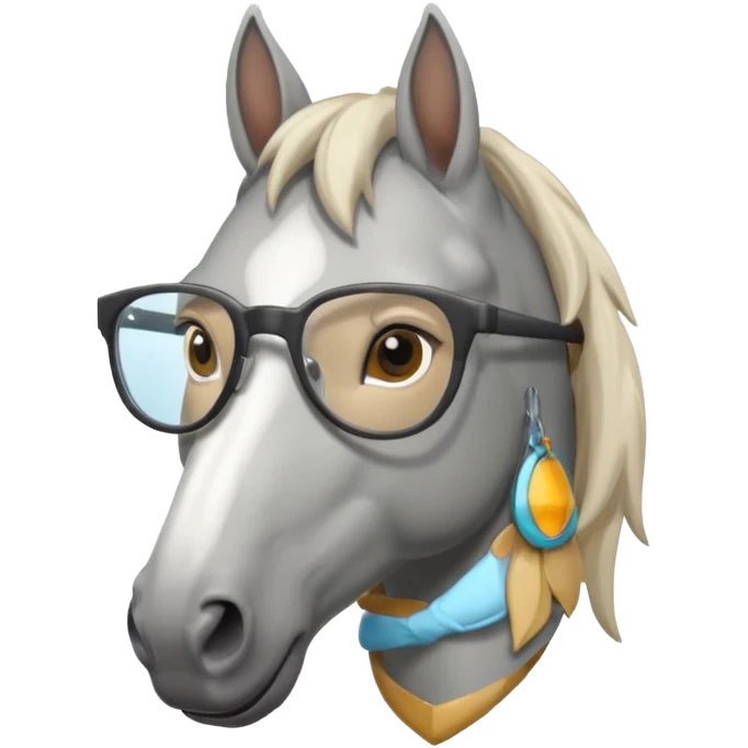 grey horse head with glasses emoji