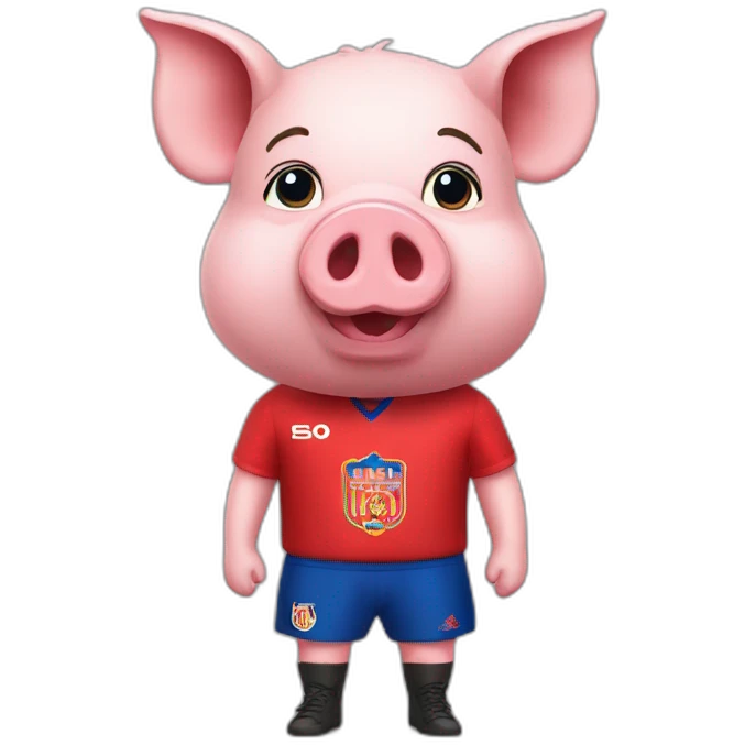 pig with cska sofia red shirt emoji