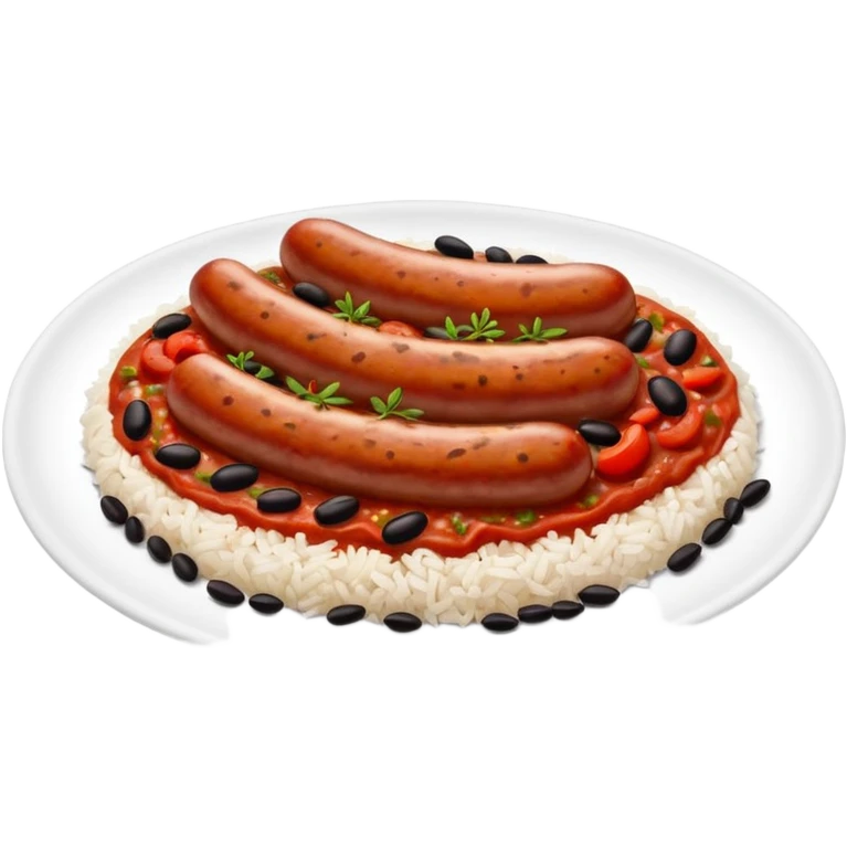 emoji of Rougail saucisse meal. Typical Reunion island meal. Sliced sausage in tomato reduced sauce with thym  emoji