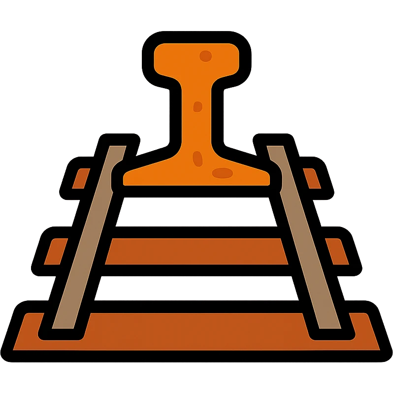 minimalist icon of rusty railway, simple lines, hint of rust color emoji