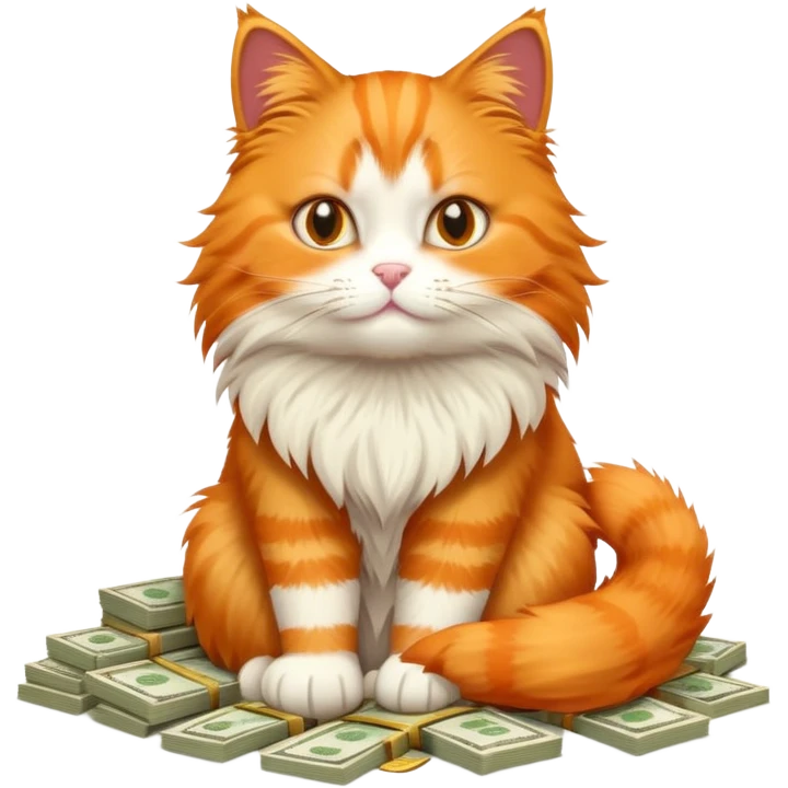 orange cat with money emoji