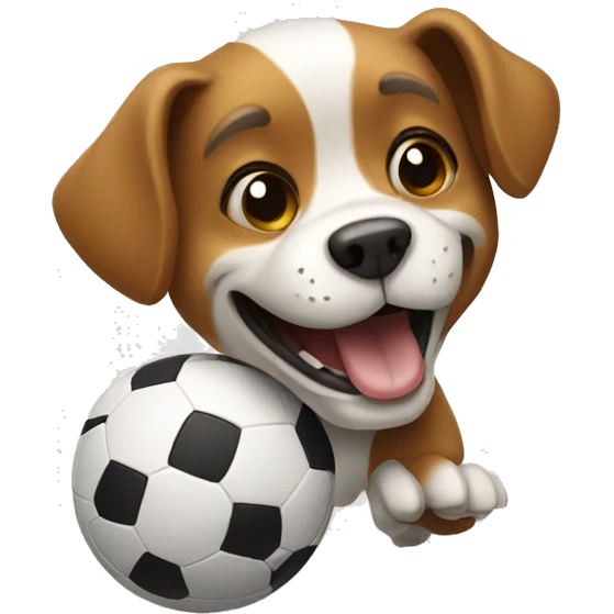 Dog playing football emoji