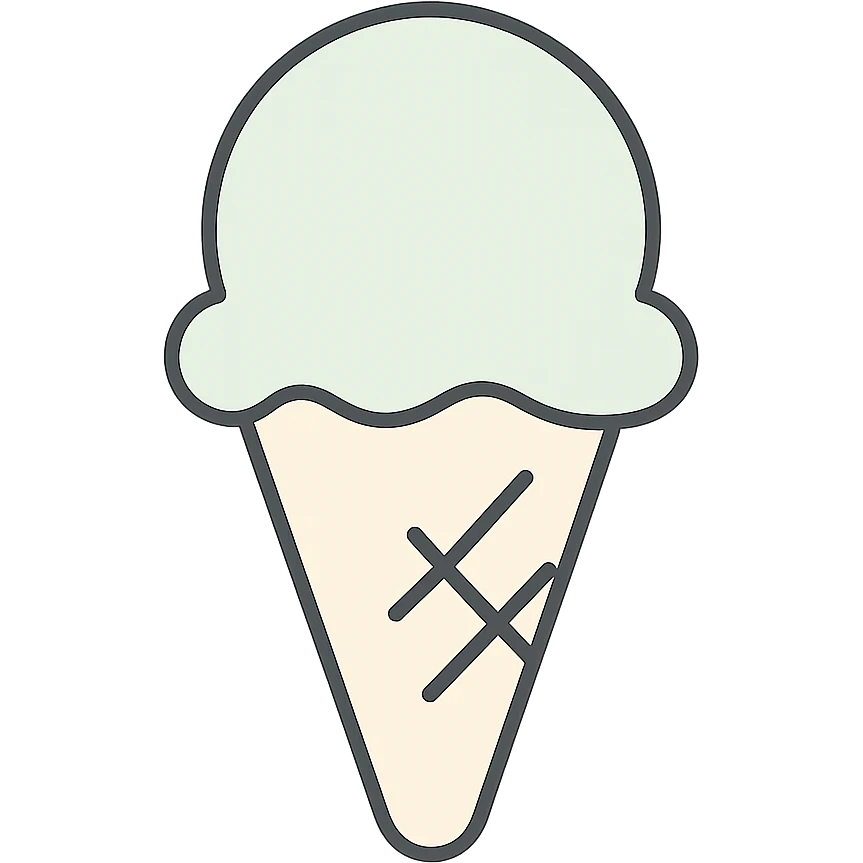 A minimalist ice cream cone with a single scoop, smooth curves and clean lines, sweet dessert illustration emoji