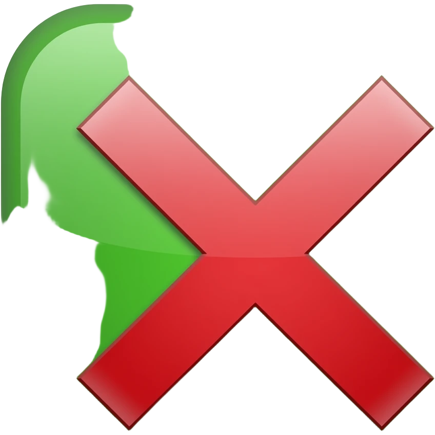 HAZ UNA EQUIS DE FALLA ROJA CON STILO EMOJIS DE IPHONE CON FONDE VERDE pon el fondo verde emoji