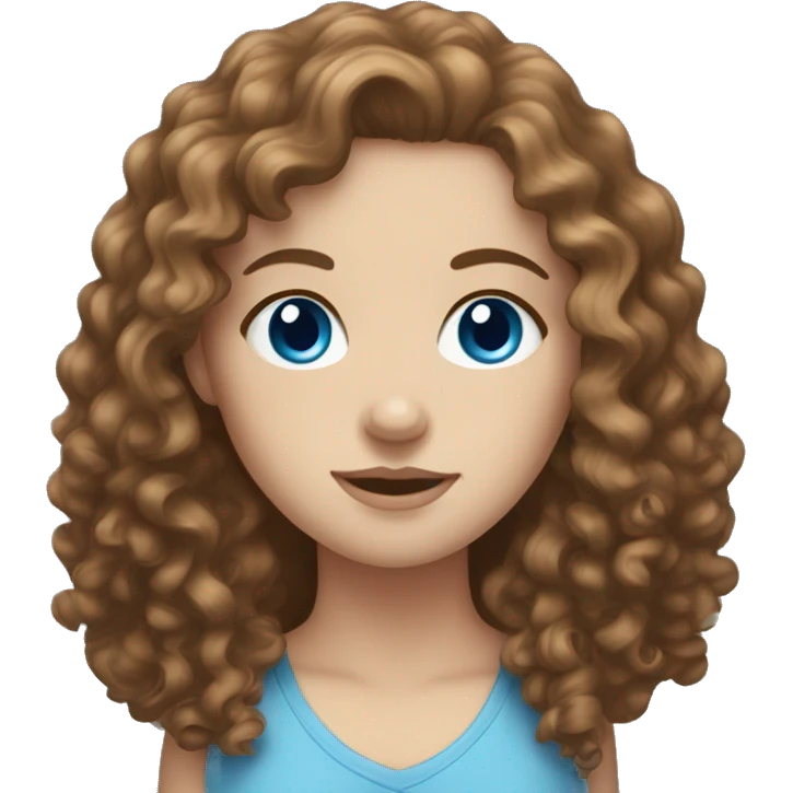 White girl, blue eyes, brown curly hair emoji