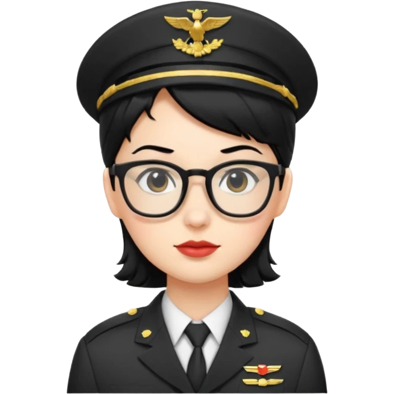 Black hair military secretary glasses nerd cute emoji