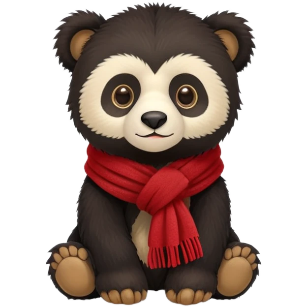 Jellycat spectacled bear cub stuffed plush wearing a red scarf emoji
