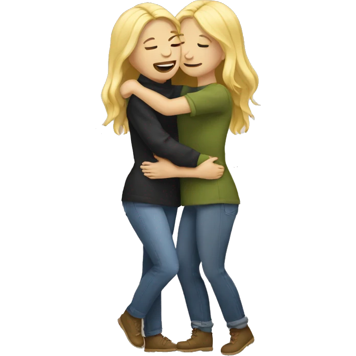 two blonde friends hugging full body  emoji