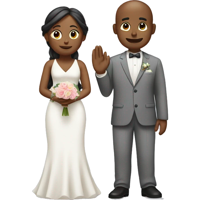 a man and woman saying namaste in wedding emoji
