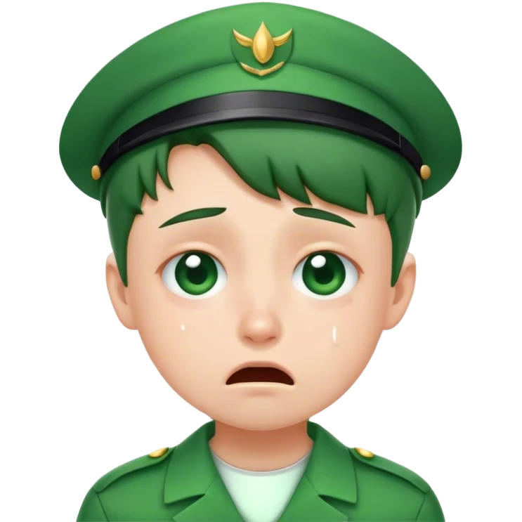 crying student in green uniform emoji