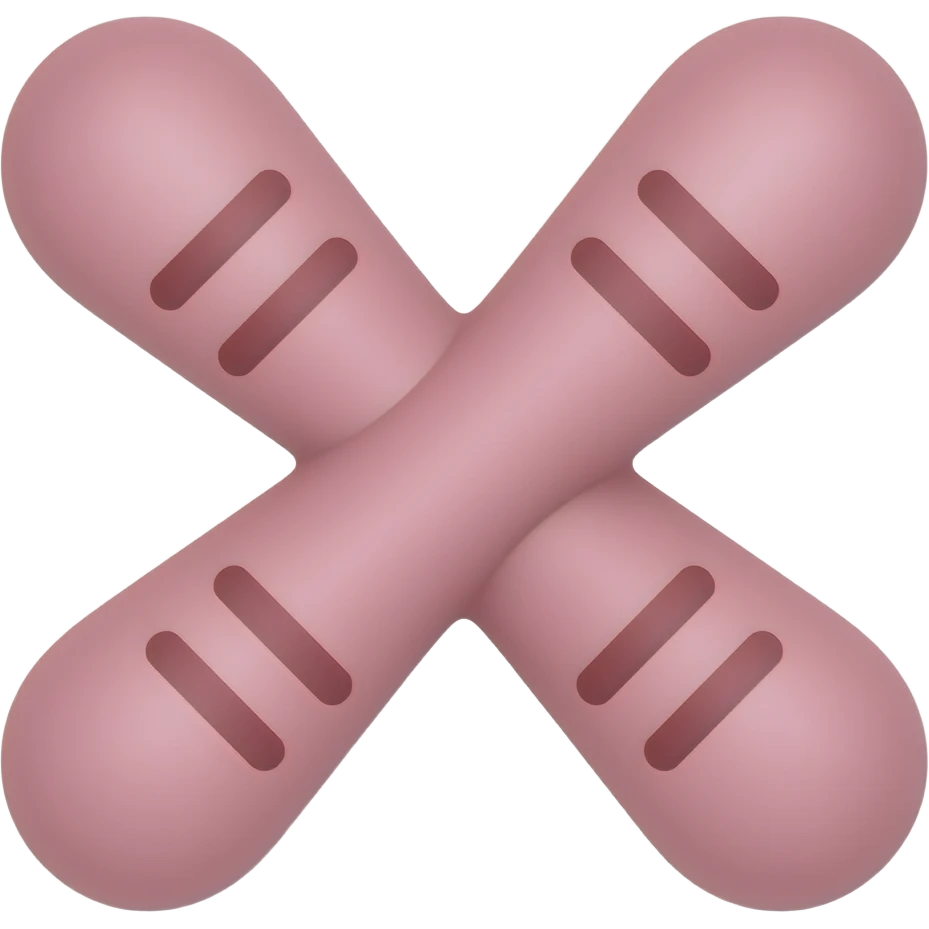 Cute minimalist pink chromosome shape of an elongated X two chromatids visible subtle allele marks soft pastel colors smooth and rounded edges flat vector style clean and modern aesthetic and simple design but dont do marks between the arms of chromosome allel Marks on arms as little darker color emoji