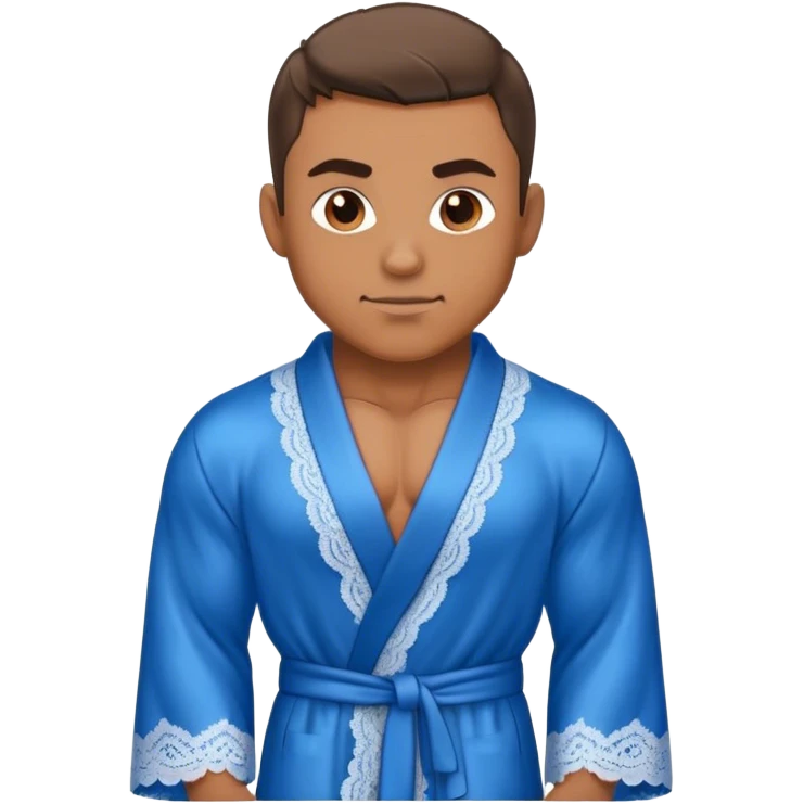 muscular man body silk lace blue robe model emoji