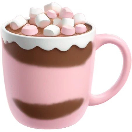 Light Pink mug of hot chocolate with marshmallows  emoji