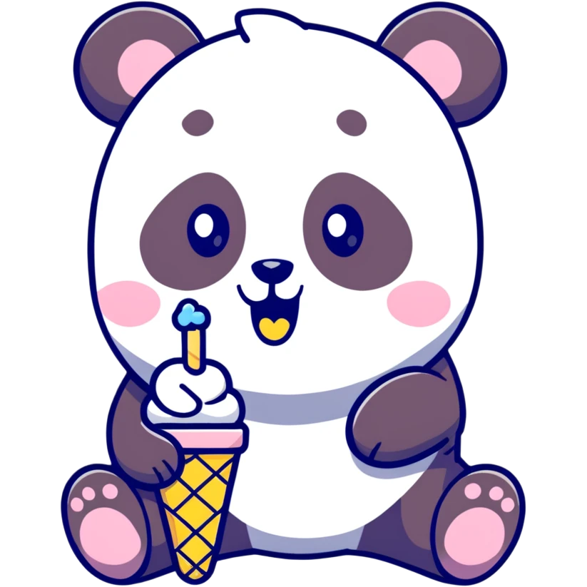 Panda eating ice cream emoji