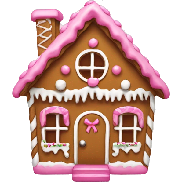 Gingerbread house with a pink bow  emoji