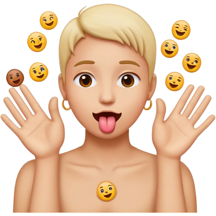 emoji hands around neck sticking tongue out emoji