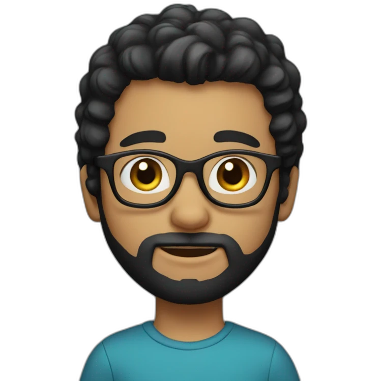 boy with stray hair, glasses and black beard emoji