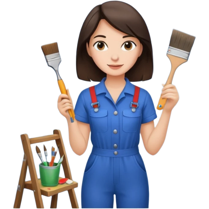 brunette girl renovating her apartment emoji