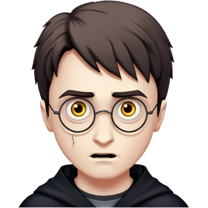 Scary Harry Potter with lightning scar and creepy eyes emoji