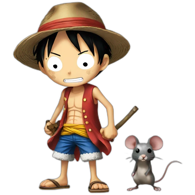 luffy from one piece hunting a rat emoji