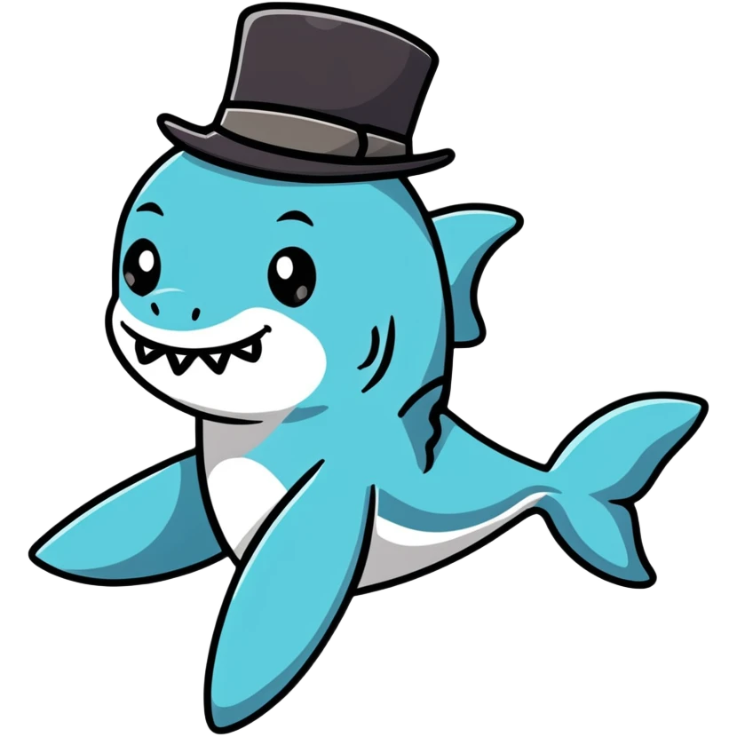 Shark with a top hat emoji