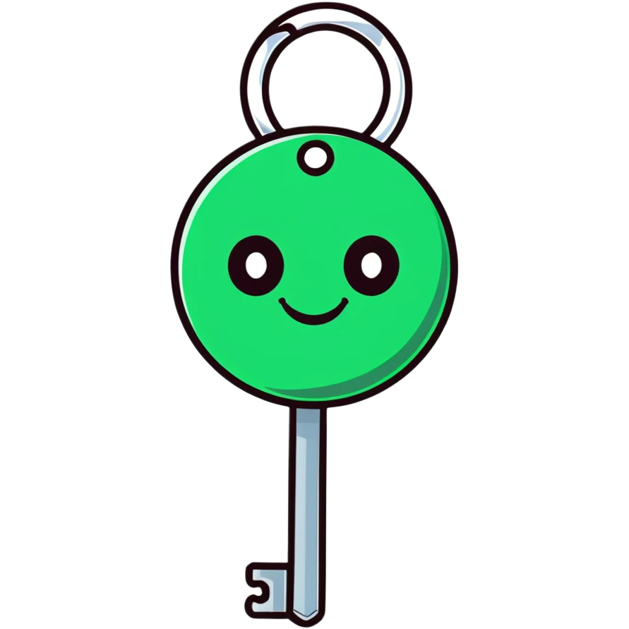 cute key character with smiling face emoji