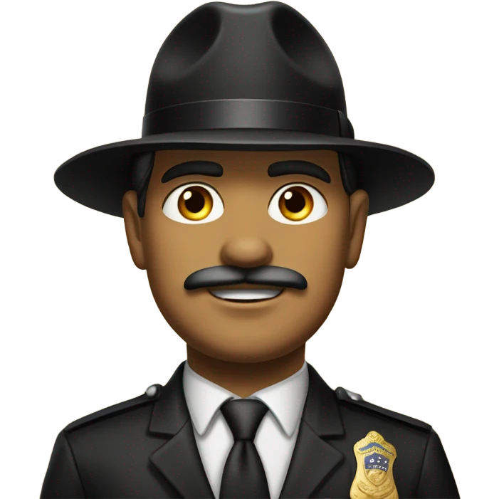 Hawaiian, 1899 style, western police commissioner, with a black suit and tie  emoji