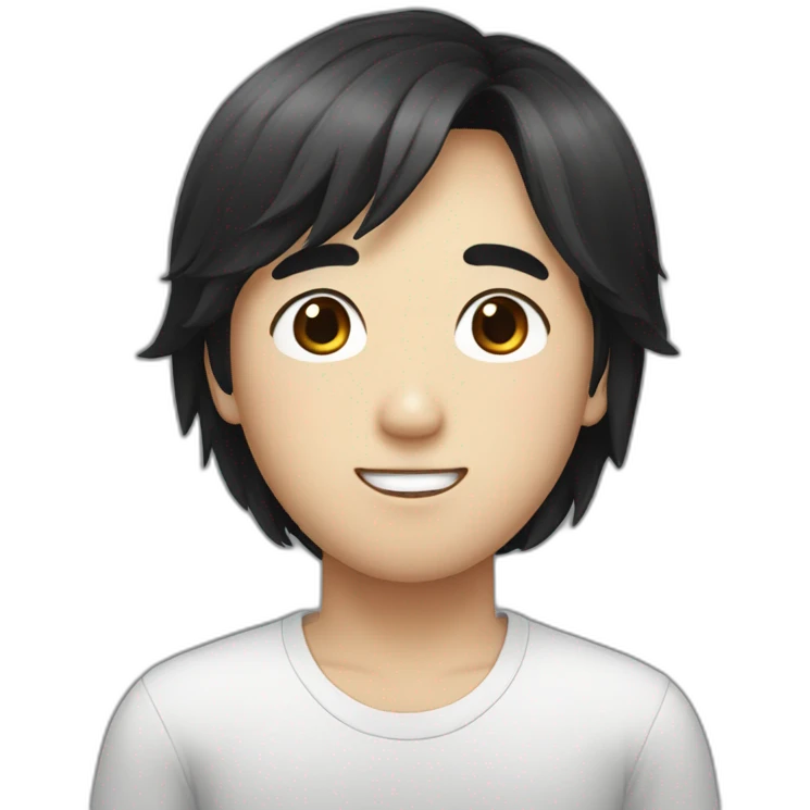 A  cute Korean man with black nose-length hair emoji