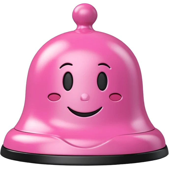 pink call bell with black base with smiley face on it emoji
