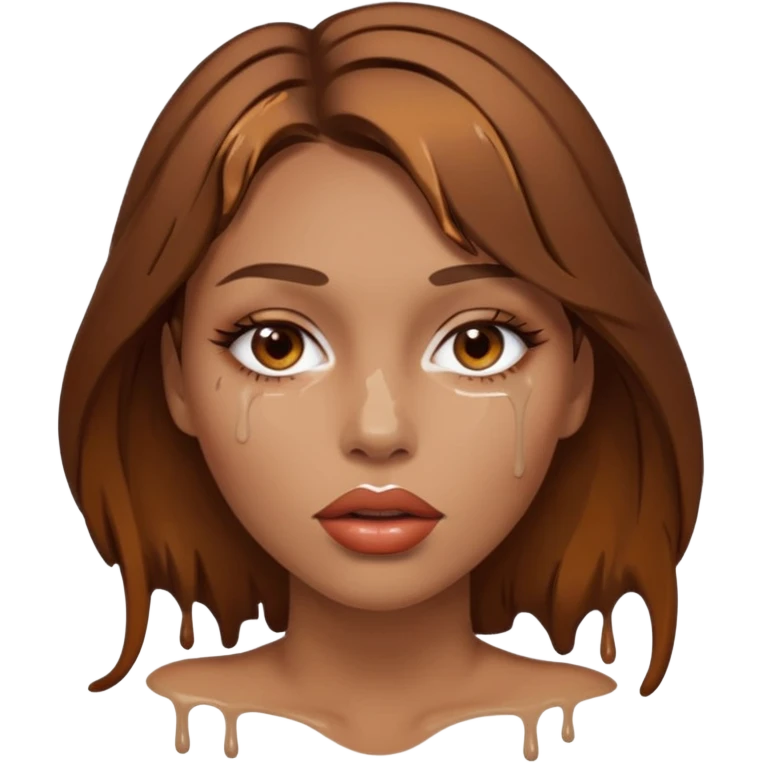 Brown Hair, Woman, white paint drip, face, hot, Sexy, lips emoji