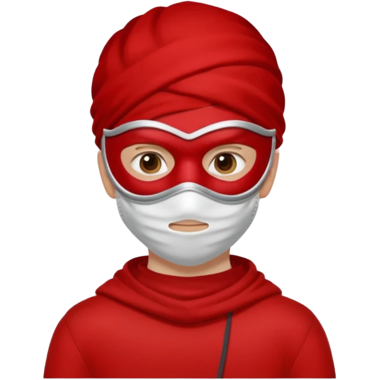 masked boy in casual red attire emoji