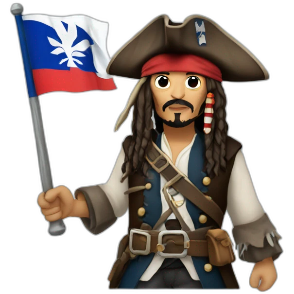 Jack Sparrow with the Quebec Flag in hand emoji