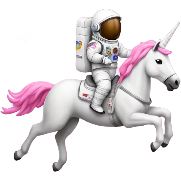 Astronaut riding a pink unicorn emoji