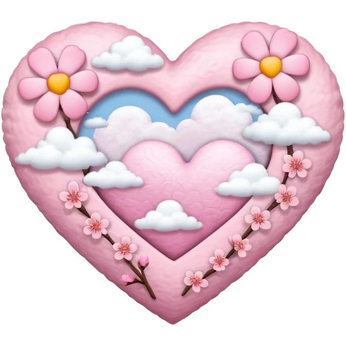 heart with sakura and clouds emoji