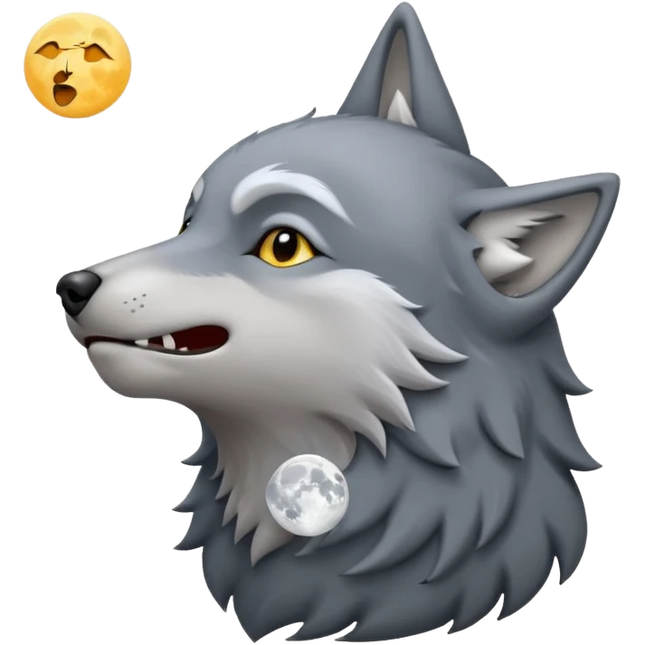 emoji of a howling wolf facing the moon, with its head tilted upward, simple cartoon style  emoji